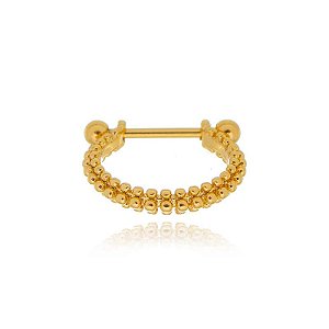 Piercing 2 Em 1 Meia Argola Aro Bolinhas G Folheado a Ouro 18K