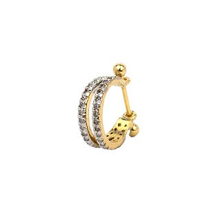 Piercing 2 Em 1 Meia Argola Dois Fios Cravejados Folheado a Ouro 18K
