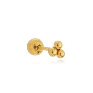 Piercing 3 Bolinhas Triângulo Folheado a Ouro 18K