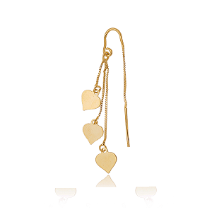 Piercing Anzol 3 Corações Pend Folheado a Ouro 18K
