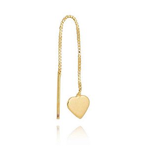 Piercing Anzol Coração Liso Chapa Folheado a Ouro 18K