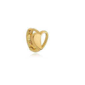 Piercing Argola Coração Vazado E Liso Folheado a Ouro 18K