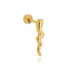 Piercing Cobra Estendida Lisa Folheado a Ouro 18K