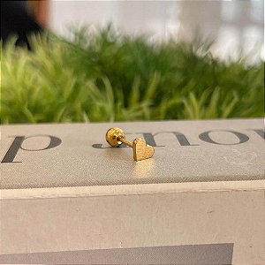 Piercing Coração Liso Alongado Folheado a Ouro 18K