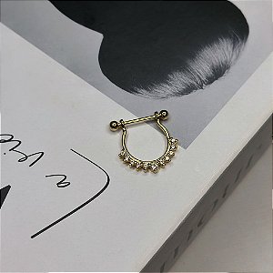 Piercing De Mamilo Cravejado Folheado a Ouro 18K