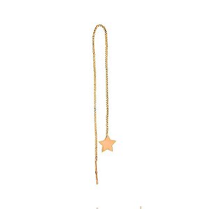 Piercing Earline Fio Venezino Estrela Lisa Folheado a Ouro 18K