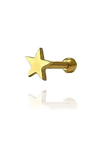 Piercing Estrela Lisa Folheado a Ouro 18K