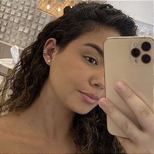 Piercing Fake 3 Fios Cravejados Rainbow Folheado a Ouro 18K