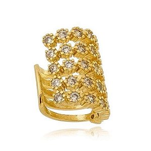 Piercing Fake 5 Fios Bolinhas Folheado a Ouro 18K