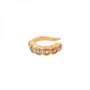 Piercing Fake Bolinhas Zirconias Cristal Folheado a Ouro 18K