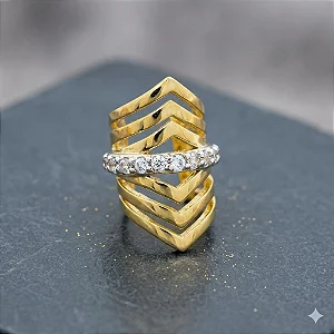 Piercing Fake Losango Zirconias Folheado a Ouro 18K