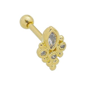 Piercing Indiano Zircônias Folheado a Ouro 18K