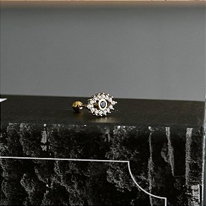 Piercing Olho Grego Cravejado Folheado a Ouro 18K