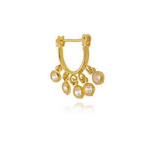 Piercing Pandeiro Argola Zircônias Folheado a Ouro 18K