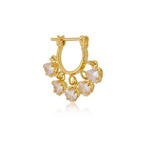 Piercing Pandeiro Coração Zircônia Folheado a Ouro 18K