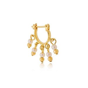 Piercing Pandeiro Pérola Pendurada Folheado a Ouro 18K