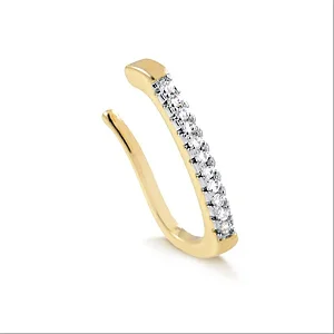 Piercing Pressao Cravejado Fino Oval Folheado a Ouro 18K