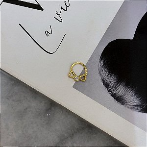 Piercing Torção Coração Liso E Zircônia Folheado a Ouro 18K