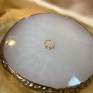 Piercing Torção Florzinha Colorida Folheado a Ouro 18K