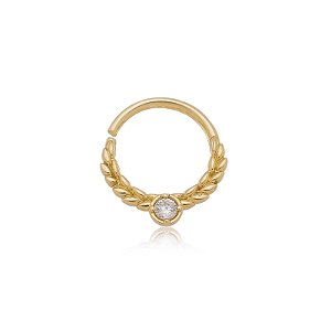 Piercing Torção Trancado Zirc Folheado a Ouro 18K