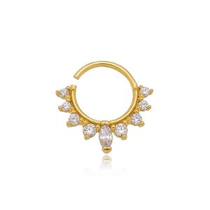 Piercing Torção Zircônias Navetes Folheado a Ouro 18K