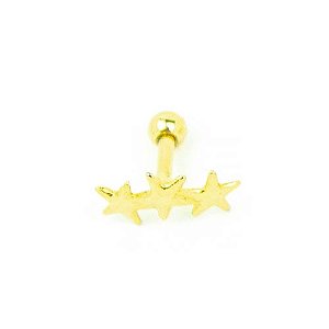 Piercing Tres Estrelas Folheado a Ouro 18K