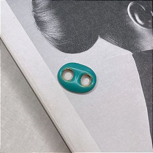 Pingente Lacre Resina Azul Folheado a Ouro 18k