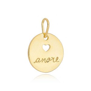 Pingente Moeda Coração Vazado Amore