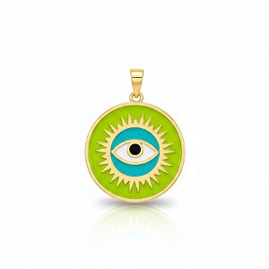 Pingente Olho Grego Redondo Verde