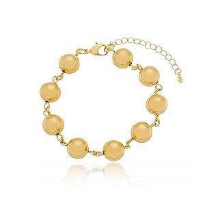 Pulseira 9 Bolas 12Mm Folheado a Ouro 18K
