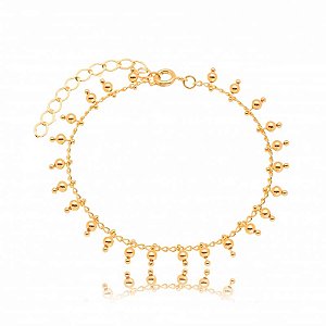 Pulseira Bolinhas Penduradas Folheado a Ouro 18K