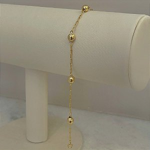 Pulseira Cartier 0,7mm com 5 Bolas Folheado a Ouro 18k