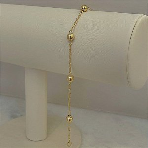 Pulseira Cartier 0,7mm com 5 Bolas Folheado a Ouro 18k