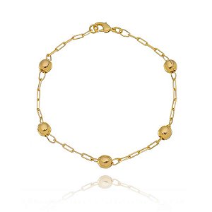 Pulseira Cartier 0,7Mm Com 5 Bolas Folheado a Ouro 18K