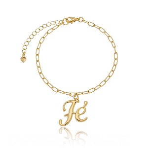 Pulseira Cartier Pingente Fé Manuscrito Folheado a Ouro 18K