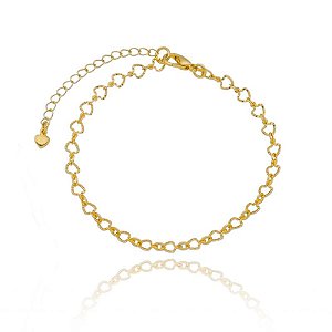 Pulseira Corações Granitados Pequenos Folheado a Ouro 18K