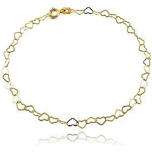 Pulseira Corações Vazado Folheado a Ouro 18K