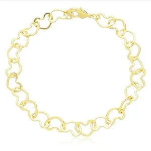 Pulseira Elo Corações Folheado a Ouro 18K
