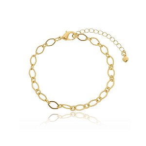 Pulseira Elo Losango Liso Folheado a Ouro 18K