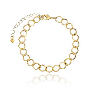 Pulseira Elo Losango Trabalhado Folheado a Ouro 18K