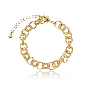 Pulseira Elo Português 8Mm Folheado a Ouro 18K