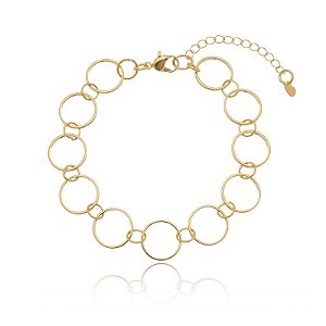 Pulseira Elos Ovais Grandes Folheado a Ouro 18K