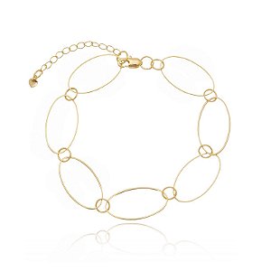 Pulseira Elos Ovais Grandes Folheado a Ouro 18K