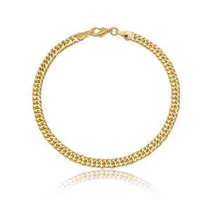 Pulseira Groumet Laminada Dupla 0.4Mm Folheado a Ouro 18K