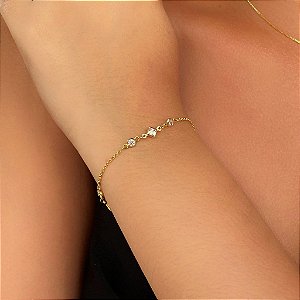 Pulseira Losango Redondo Zirconia Folheado a Ouro 18K