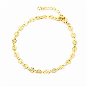 Pulseira Moedas Granitada Folheado a Ouro 18K
