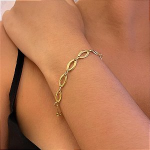 Pulseira Navetes Lisos Folheado a Ouro 18K