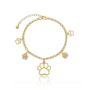 Pulseira Patinhas Folheado a Ouro 18K