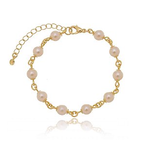 Pulseira Pérolas 0.6Mm Folheado a Ouro 18K