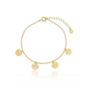 Pulseira Pingentes Moeda Desejos Folheado a Ouro 18K